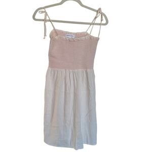 Bella Dahl B6265-654 Smocked Light Pink Mini Dress XS Tie Strap Cotton NWOT